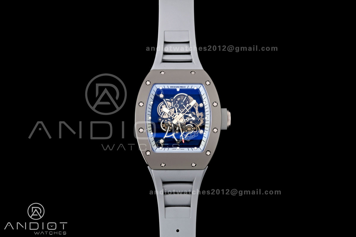 RM055 Gray Ceramic A9F 1:1 Best Edition Gray Inner Bezel on Gray Rubber Strap RMUL2 Free Sprung